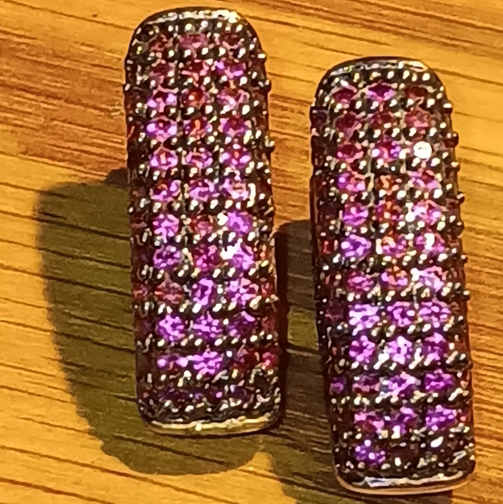 18k Over 925 Natural Pink Ruby Earrings
